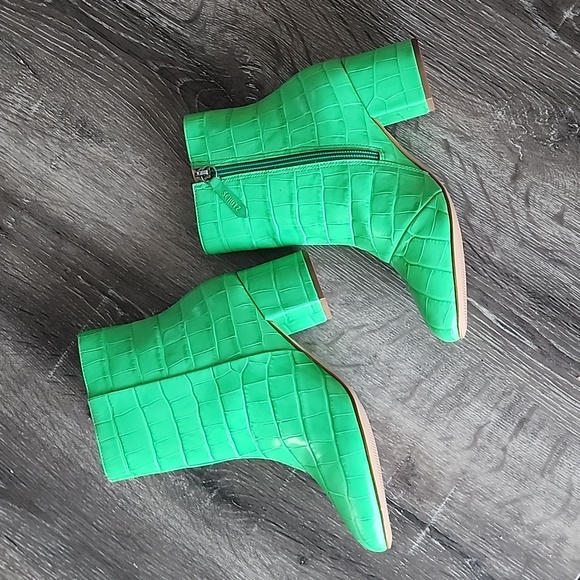 NEW! Schutz Leather Croco Ankle Boots - Lupe Kelly Green 5.5 - Picture 10 of 10
